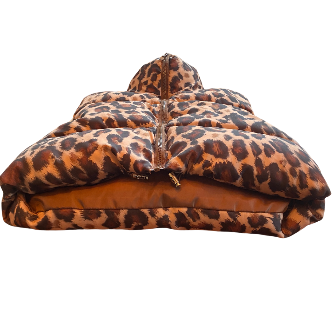 Leopard Cropped Puffer Vest