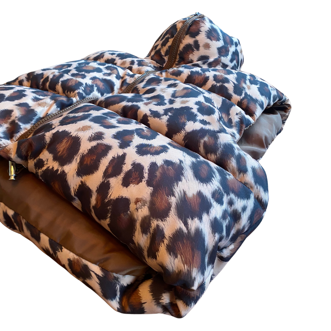 Leopard Cropped Puffer Vest