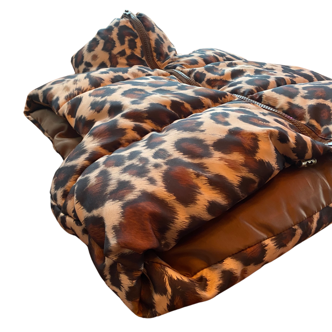 Leopard Cropped Puffer Vest