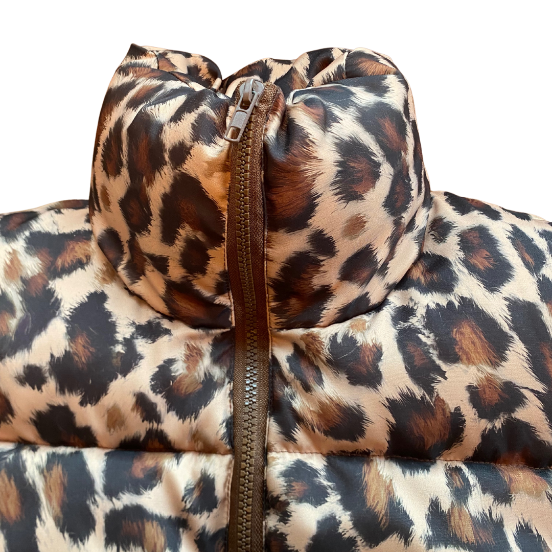 Leopard Cropped Puffer Vest
