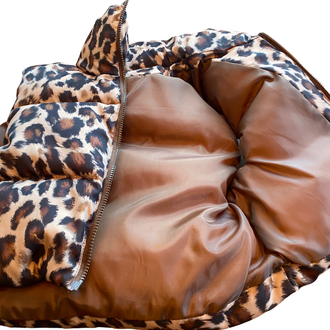 Leopard Cropped Puffer Vest