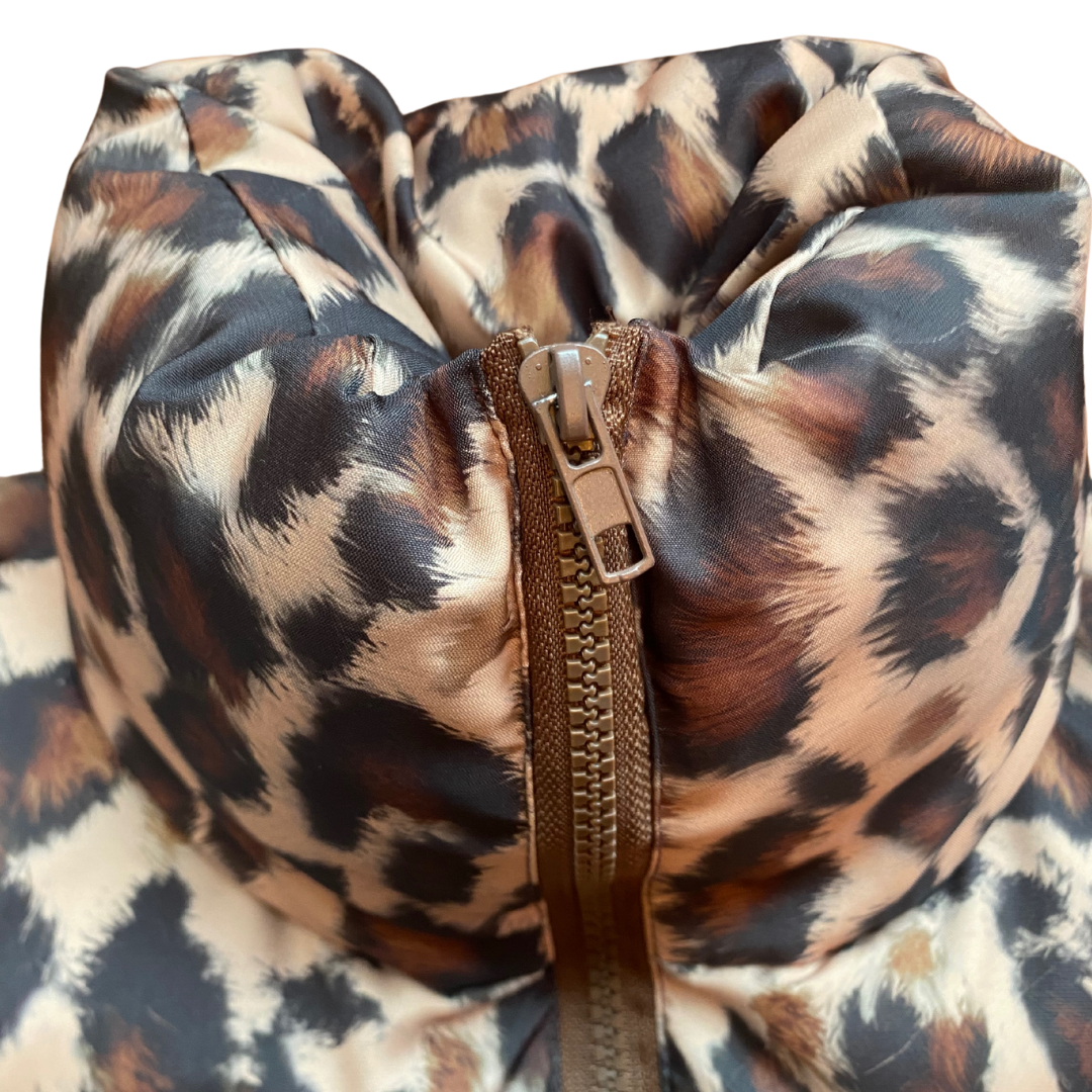Leopard Cropped Puffer Vest