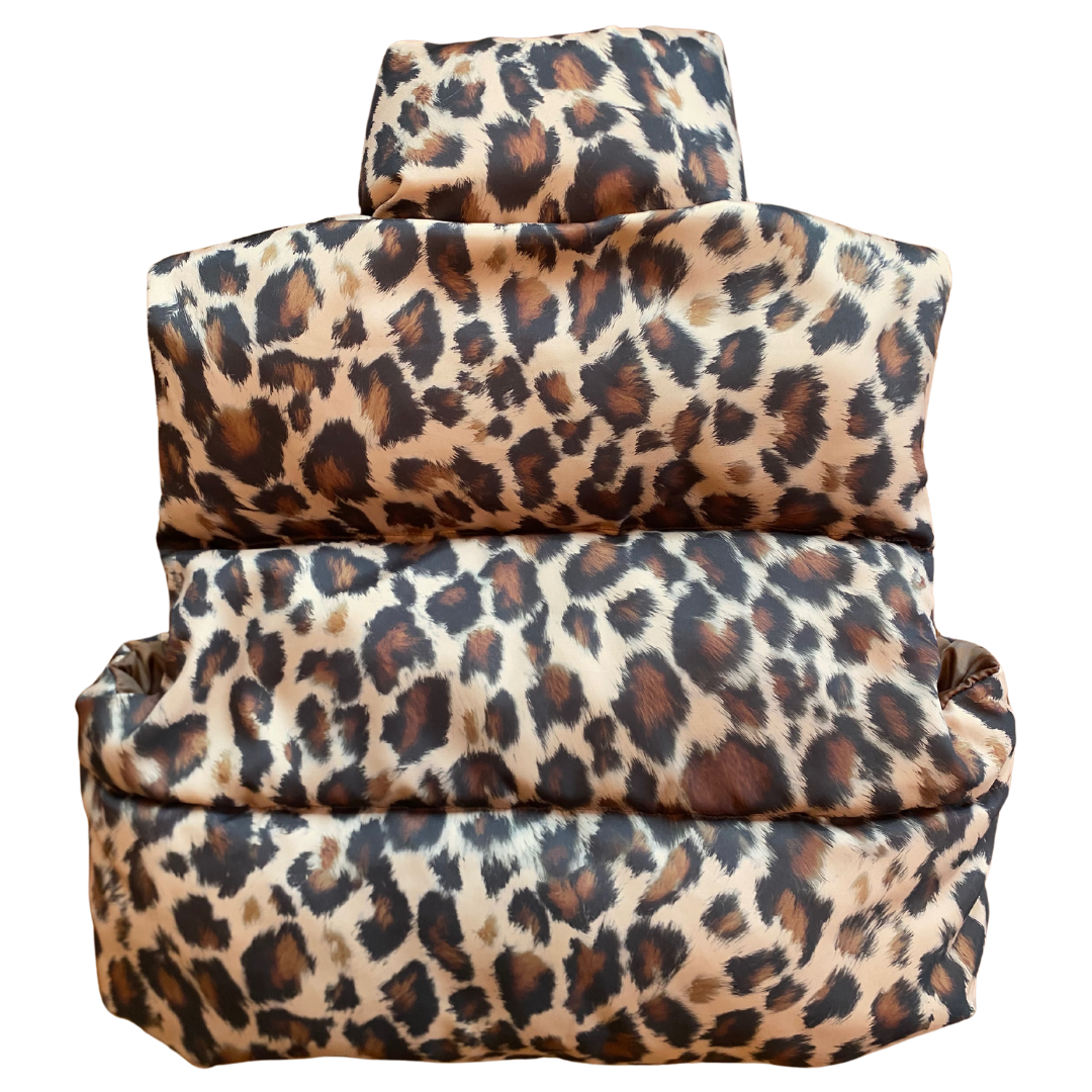 Leopard Cropped Puffer Vest