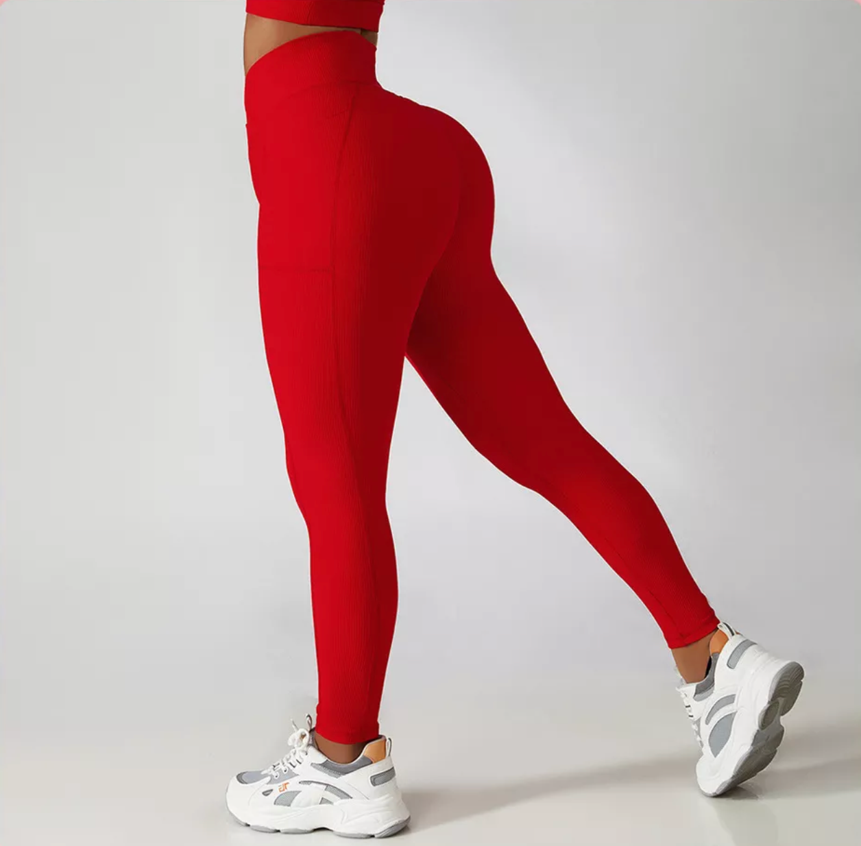 Ribbed Scrunch Butt Cross Front Yoga Leggings